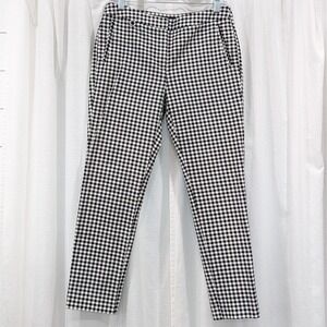 Adrianna Papell Ankle Pant Sz 8 Kate Fit Black White Gingham Check Preppy Office